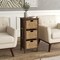 Costway 1/2 PCS 3-Tier Nightstand with 3 Seagrass Baskets Rubber Wood X-Shaped Frames 3 Drawers